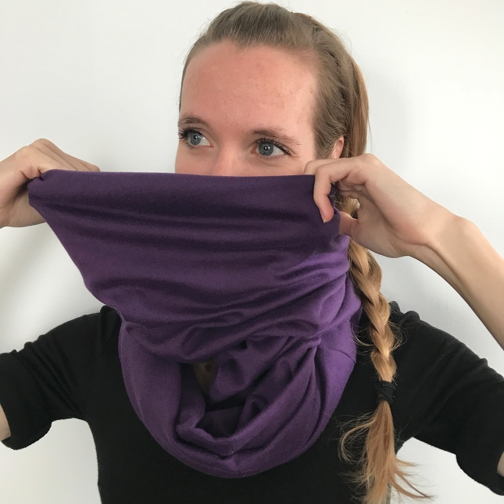 NEW Purple Cotton Infinity Scarf Circle Head Oversized American Warm Apparel Big